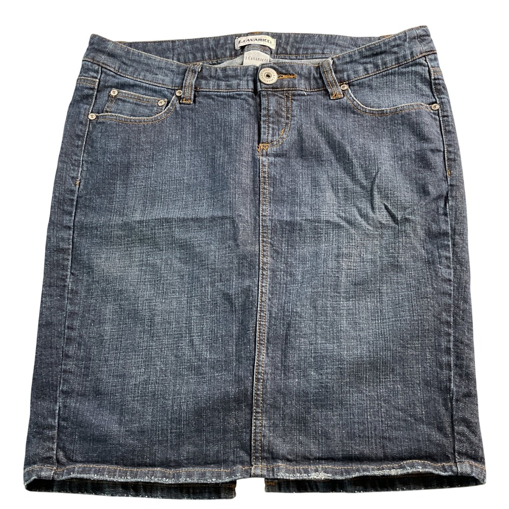 Z Cavaricci‎ Women's Denim Skirt Size 14 Blue Knee Length Cotton Blend Straight
